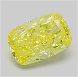 Picture of Lab Grown Diamond 4.59 Carats, CUSHION MODIFIED with  Cut, Fancy Vivid Yellow Color, VS1 Clarity and Certified by IGI