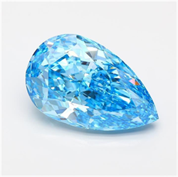 Picture of Lab Grown Diamond 10.04 Carats, Pear with  Cut, Fancy Vivid Blue Color, VVS2 Clarity and Certified by IGI