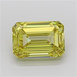Picture of Lab Grown Diamond 4.50 Carats, Emerald with  Cut, Fancy Intense Yellow Color, VS1 Clarity and Certified by IGI