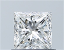Natural Diamond 0.70 Carats, Princess with  Cut, F Color, VVS2 Clarity and Certified by GIA