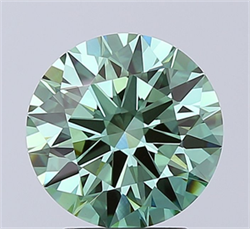 Picture of Lab Grown Diamond 3.00 Carats, Round with Ideal Cut, Fancy Vivid Green Color, VS1 Clarity and Certified by IGI