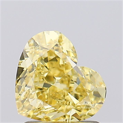 Picture of Lab Grown Diamond 1.51 Carats, Heart with  Cut, Fancy Intense Yellow Color, VS1 Clarity and Certified by IGI