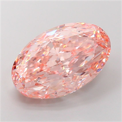 Picture of Lab Grown Diamond 10.56 Carats, Oval with  Cut, Fancy Intense Pink Color, VVS2 Clarity and Certified by IGI
