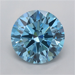 Picture of Lab Grown Diamond 2.01 Carats, Round with Ideal Cut, Fancy Vivid Blue Color, VVS2 Clarity and Certified by IGI