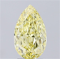 Picture of Lab Grown Diamond 2.25 Carats, Pear with  Cut, Fancy Intense Yellow Color, VVS2 Clarity and Certified by IGI