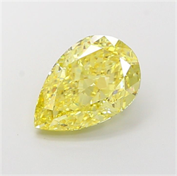 Picture of Lab Grown Diamond 3.01 Carats, Pear with  Cut, Fancy Intense Yellow Color, VVS2 Clarity and Certified by IGI