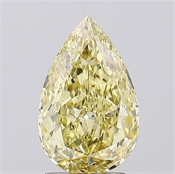 Picture of Lab Grown Diamond 2.09 Carats, Pear with  Cut, Fancy Yellow Color, VVS2 Clarity and Certified by IGI