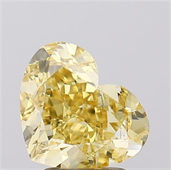 Picture of Lab Grown Diamond 3.01 Carats, Heart with  Cut, Fancy Intense Yellow Color, VVS2 Clarity and Certified by IGI