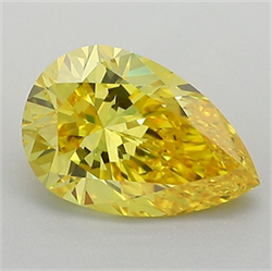 Picture of Lab Grown Diamond 1.56 Carats, Pear with  Cut, Fancy Vivid Yellow Color, VS2 Clarity and Certified by GIA