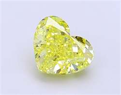 Picture of Lab Grown Diamond 1.53 Carats, Heart with  Cut, Fancy Vivid Yellow Color, VVS2 Clarity and Certified by IGI