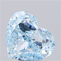 Picture of Lab Grown Diamond 7.02 Carats, Heart with  Cut, Fancy Vivid Blue Color, VS2 Clarity and Certified by IGI