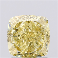 Picture of Lab Grown Diamond 1.51 Carats, CUSHION MODIFIED with  Cut, Fancy Intense Yellow Color, VS2 Clarity and Certified by IGI