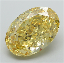 Picture of Lab Grown Diamond 7.94 Carats, Oval with  Cut, Fancy Vivid Yellow Color, VS1 Clarity and Certified by IGI
