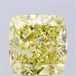 Picture of Lab Grown Diamond 7.07 Carats, CUSHION MODIFIED with  Cut, Fancy Yellow Color, VS2 Clarity and Certified by IGI