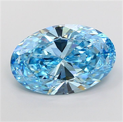 Picture of Lab Grown Diamond 5.01 Carats, Oval with  Cut, Fancy Vivid Blue Color, VS2 Clarity and Certified by IGI