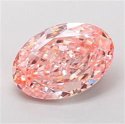 Picture of Lab Grown Diamond 3.73 Carats, Oval with  Cut, Fancy Vivid Pink Color, VS1 Clarity and Certified by IGI