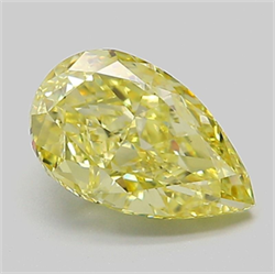 Picture of Lab Grown Diamond 2.04 Carats, Pear with  Cut, Fancy Intense Yellow Color, VVS2 Clarity and Certified by IGI