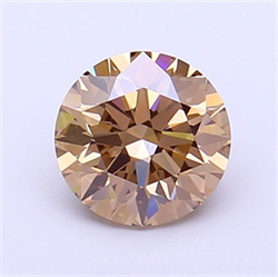 Picture of Lab Grown Diamond 1.30 Carats, Round with Ideal Cut, Fancy Light Brown Color, VVS2 Clarity and Certified by IGI