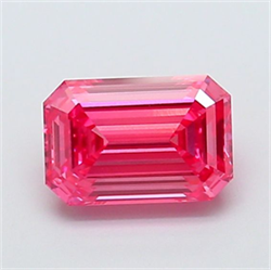 Picture of Lab Grown Diamond 1.36 Carats, Emerald with  Cut, Fancy Vivid Pink Color, VVS2 Clarity and Certified by IGI