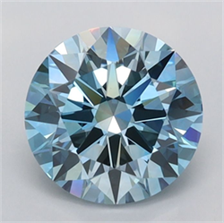 Picture of Lab Grown Diamond 1.55 Carats, Round with Ideal Cut, Fancy Vivid Blue Color, VVS1 Clarity and Certified by IGI