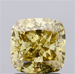 Picture of Lab Grown Diamond 2.02 Carats, CUSHION MODIFIED with  Cut, Fancy Intense Yellow Color, VS2 Clarity and Certified by IGI