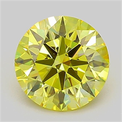 Picture of Lab Grown Diamond 1.54 Carats, Round with Ideal Cut, Fancy Intense Yellow Color, VS1 Clarity and Certified by IGI