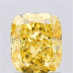 Picture of Lab Grown Diamond 1.45 Carats, CUSHION MODIFIED with  Cut, Fancy Vivid Yellow Color, VS1 Clarity and Certified by IGI