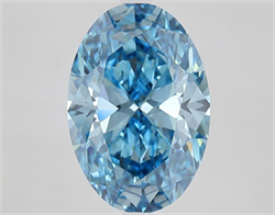 Picture of Lab Grown Diamond 5.16 Carats, Oval with  Cut, Fancy Vivid Blue Color, VS1 Clarity and Certified by IGI