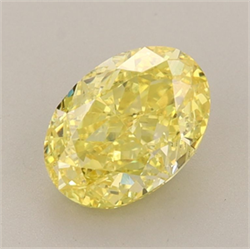 Picture of Lab Grown Diamond 1.56 Carats, Oval with  Cut, Fancy Vivid Yellow Color, VS1 Clarity and Certified by IGI