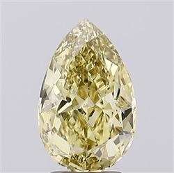 Picture of Lab Grown Diamond 3.01 Carats, Pear with  Cut, Fancy Intense Yellow Color, VVS2 Clarity and Certified by IGI