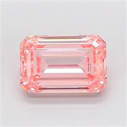 Picture of Lab Grown Diamond 5.02 Carats, Emerald with  Cut, Fancy Vivid Pink Color, VS1 Clarity and Certified by IGI