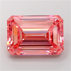 Picture of Lab Grown Diamond 9.09 Carats, Emerald with  Cut, Fancy Vivid Pink Color, VVS2 Clarity and Certified by IGI