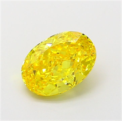 Picture of Lab Grown Diamond 1.34 Carats, Oval with  Cut, Fancy Vivid Yellow Color, IF Clarity and Certified by IGI