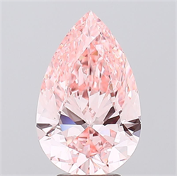 Picture of Lab Grown Diamond 4.59 Carats, Pear with  Cut, Fancy Vivid Pink Color, VVS2 Clarity and Certified by IGI