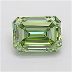 Picture of Lab Grown Diamond 3.28 Carats, Emerald with  Cut, Fancy Vivid Green Color, VVS2 Clarity and Certified by IGI