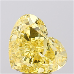 Picture of Lab Grown Diamond 5.03 Carats, Heart with  Cut, Fancy Vivid Yellow Color, VVS2 Clarity and Certified by IGI