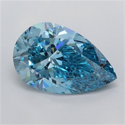 Picture of Lab Grown Diamond 1.53 Carats, Pear with  Cut, Fancy Vivid Blue Color, VVS2 Clarity and Certified by IGI