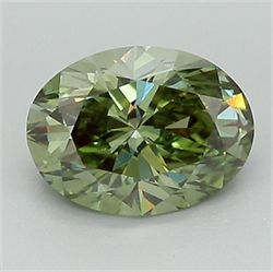 Picture of Lab Grown Diamond 1.30 Carats, Oval with  Cut, Fancy Vivid Green Color, VS1 Clarity and Certified by IGI