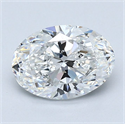 Natural Diamond 1.30 Carats, Oval with  Cut, F Color, VS2 Clarity and Certified by GIA