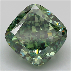 Picture of Lab Grown Diamond 4.97 Carats, CUSHION MODIFIED with  Cut, Fancy Vivid Green Color, VS1 Clarity and Certified by IGI