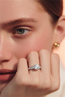 Song of the Seas engagement ring with side diamonds for all shapes