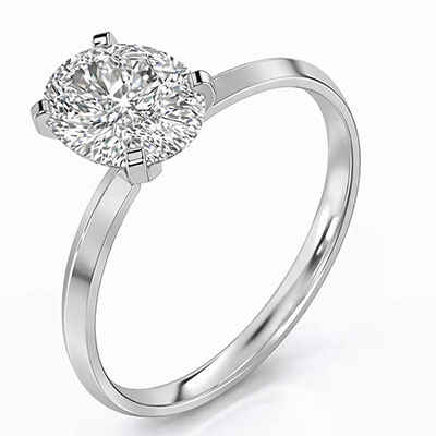 Montaje del anillo de compromiso de diamantes ovales
