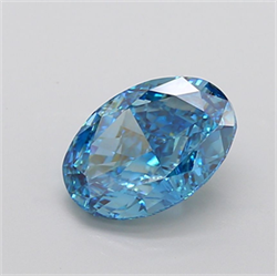 Picture of Lab Grown Diamond 5.12 Carats, Oval with  Cut, Fancy Vivid Blue Color, VVS2 Clarity and Certified by IGI