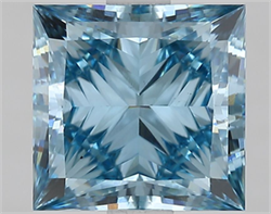 Picture of Lab Grown Diamond 2.40 Carats, Princess with  Cut, Fancy Vivid Blue Color, VS1 Clarity and Certified by IGI