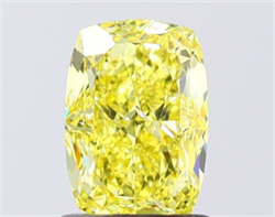 Picture of Lab Grown Diamond 1.51 Carats, CUSHION MODIFIED with  Cut, Fancy Vivid Yellow Color, VS1 Clarity and Certified by IGI