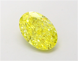 Picture of Lab Grown Diamond 1.63 Carats, Oval with  Cut, Fancy Vivid Yellow Color, VS1 Clarity and Certified by IGI