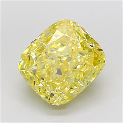 Picture of Lab Grown Diamond 3.04 Carats, CUSHION MODIFIED with  Cut, Fancy Intense Yellow Color, VS2 Clarity and Certified by IGI