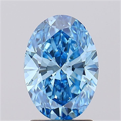 Picture of Lab Grown Diamond 1.65 Carats, Oval with  Cut, Fancy Vivid Blue Color, VS1 Clarity and Certified by IGI