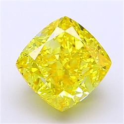 Picture of Lab Grown Diamond 1.79 Carats, CUSHION MODIFIED with  Cut, Fancy Vivid Yellow Color, VVS2 Clarity and Certified by IGI