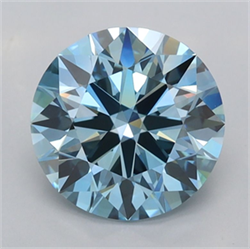 Picture of Lab Grown Diamond 2.04 Carats, Round with Ideal Cut, Fancy Vivid Blue Color, VVS2 Clarity and Certified by IGI